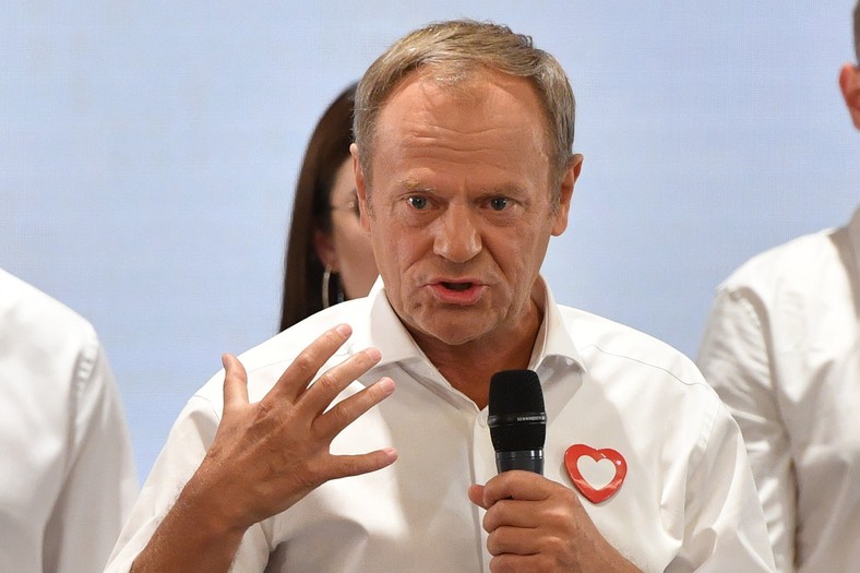 Przewodniczący Platformy Obywatelskiej Donald Tusk na posiedzeniu Rady Krajowej PO. Warszawa. 16.08.2023 r.