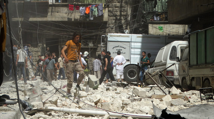 Aleppó a bombázás után / Fotó: MTI