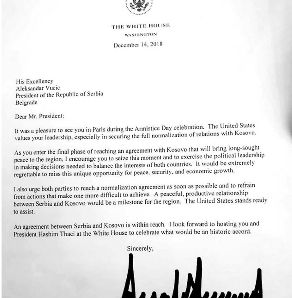 Pismo koje je dobio Vučić