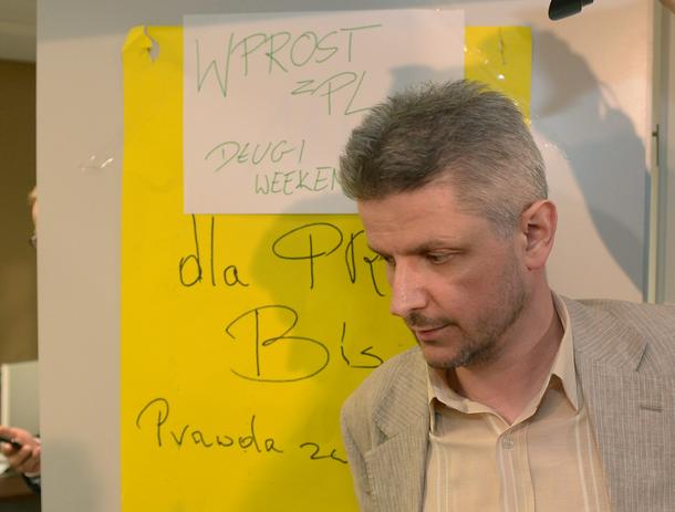 Prokurator Józef Gacek w redakcji tygodnika Wprost w czerwcu 2014 r.