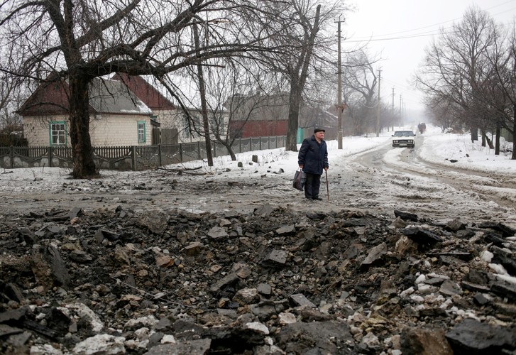 Sytuacja na wschodzie Ukrainy. Debalczewo w okolicach Doniecka