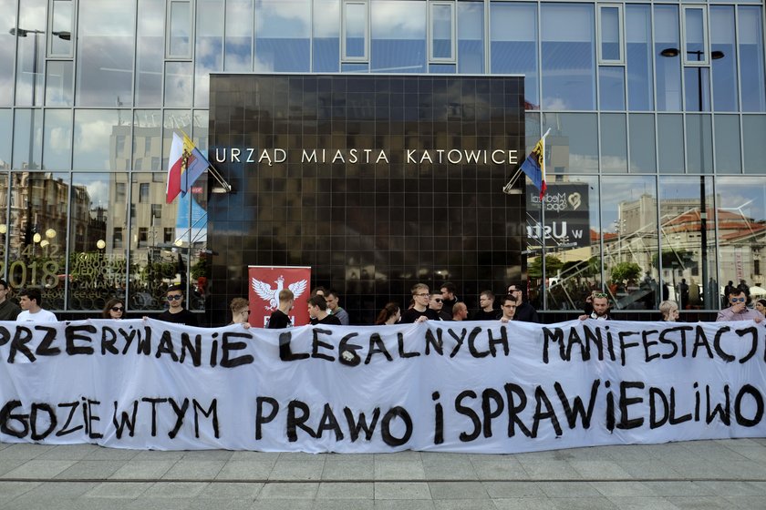 Katowice. Manifestacja Młodzieży Wszechpolskiej