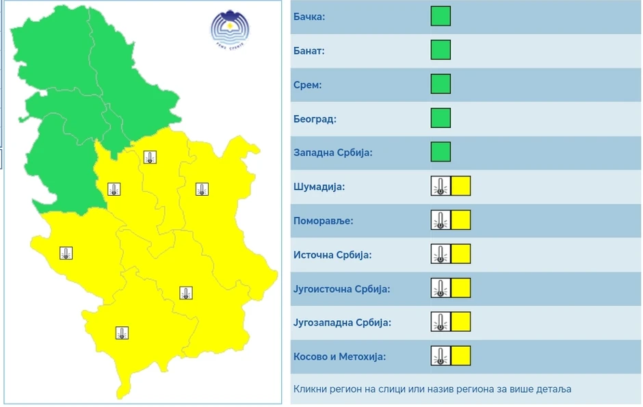 Meteoalarm za četvrtak 20. mart