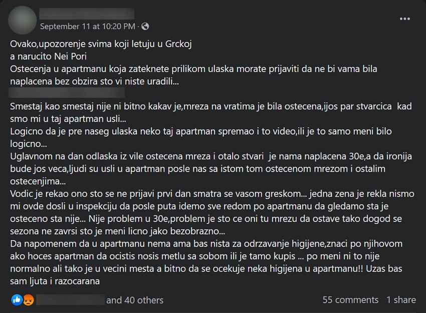 Objava Srpkinje na Fejsbuku