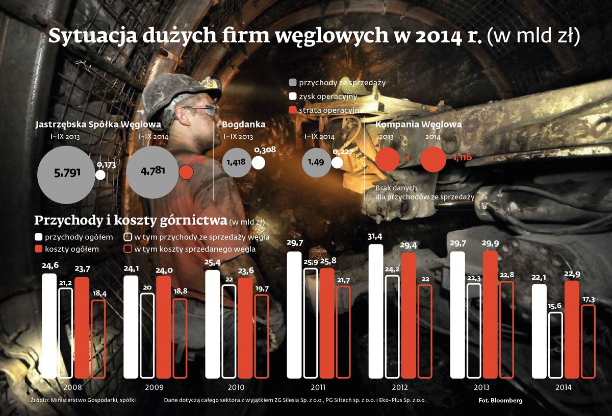 Sytuacja dużych firm węglowych w 2014 r.