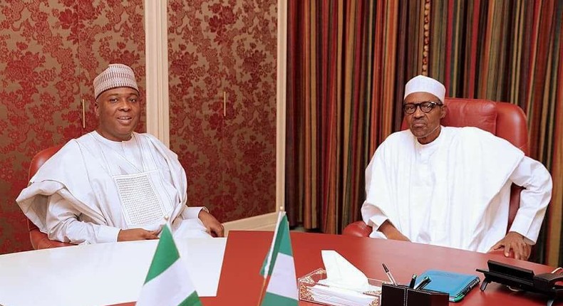 Senate President, Bukola Saraki and President Muhammadu Buhari