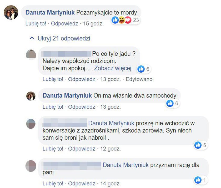 Danuta Martyniuk broni syna