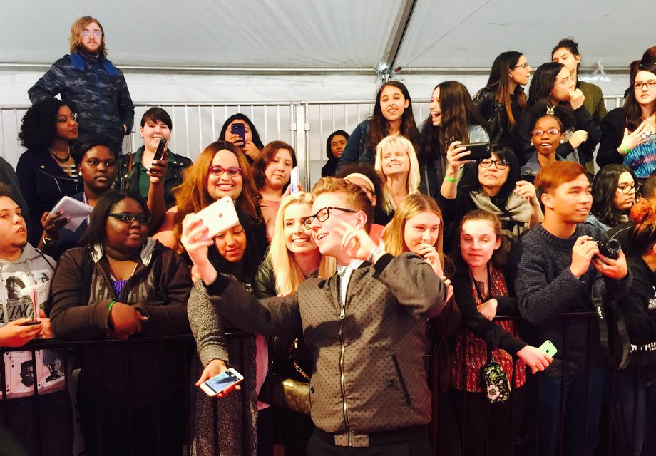 They weren't shrieking for the YouTube execs or the bigwig advertisers, though. A gaggle of YouTube stars traipsed up and down the line, taking selfies and signing autographs.