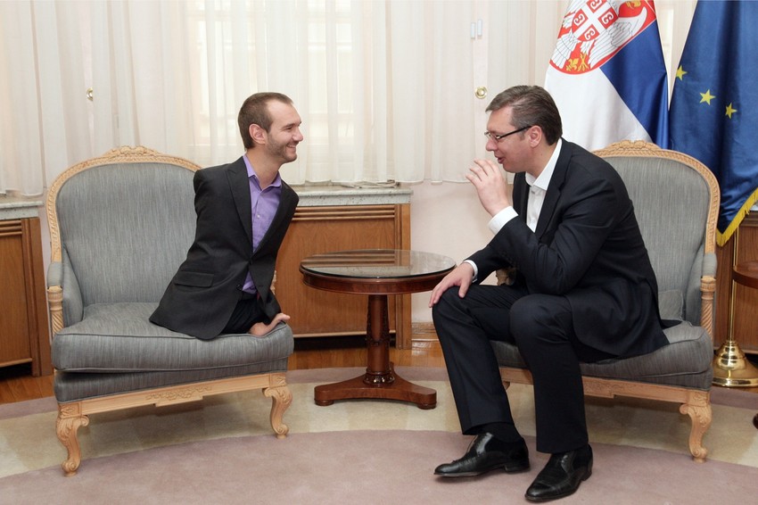 Nik Vujičić i Aleksandar Vučić prilikom ranijeg susreta