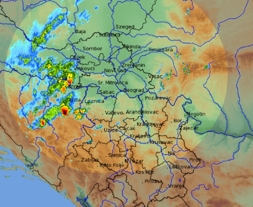 Prikaz nevremena koje stiže u Srbiju