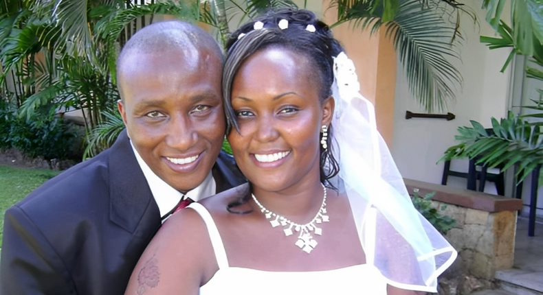 A throwback photo of MP Charity Kathambi and her husband David Chepkwony during their church wedding