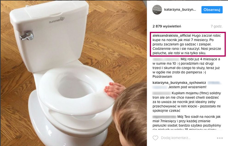 Aleksandra Kisio komentuje post Katarzyny Burzyńskiej-Sychowicz na Instagramie