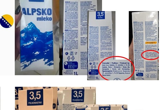 "Bosna dobila Alpe?" Potrošači zbunjeni deklaracijama, isto pakovanje, a različiti proizvođači, kupci traže objašnjenje (FOTO)