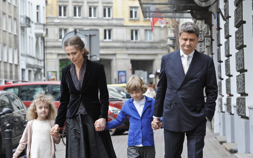 Janusz Palikot z synem Franciszkiem i córką Zofią