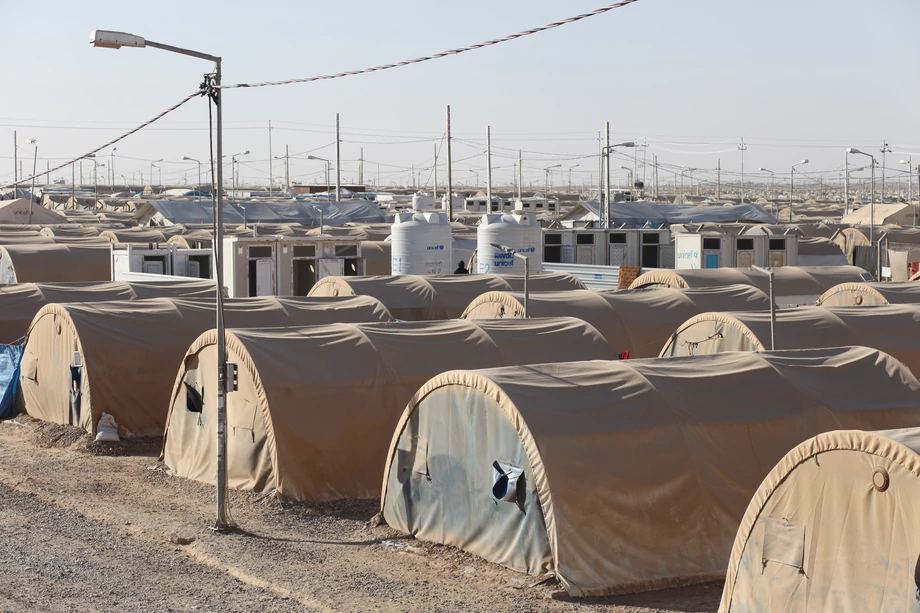 Obóz dla uchodźców pod Mosulem, 2018 r.