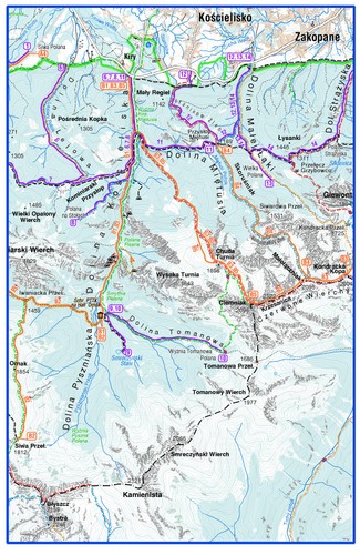 mapa trasy narciarskiej -  Dolina Kościeliska / Fot. 'Tatry na nartach. Przewodnik skiturowy'