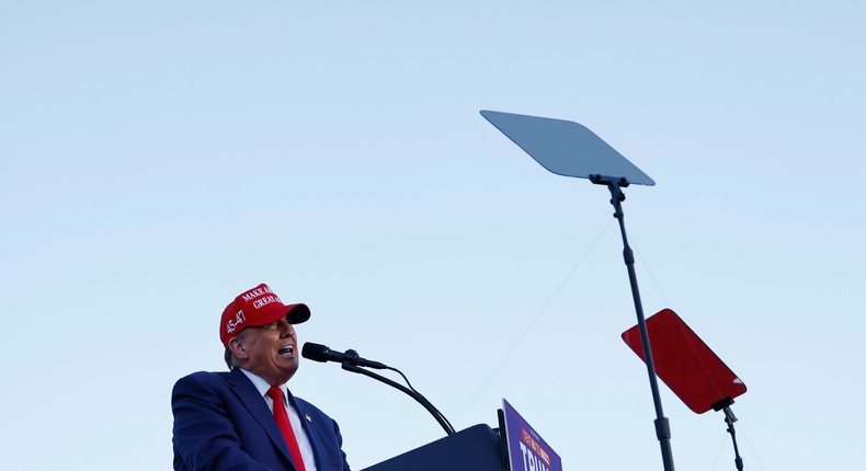 Republican presidential candidate former US President Donald Trump speaks during a campaign rally in Wildwood Beach on May 11, 2024, in Wildwood, New Jersey.Michael M. Santiago | Getty Images