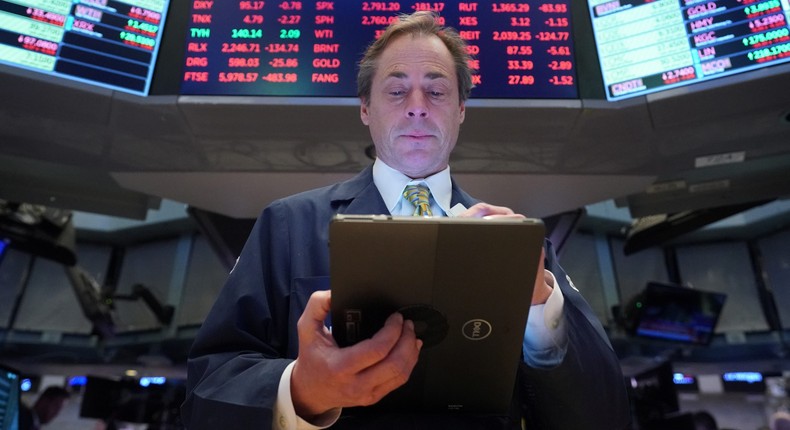 A trader works on the floor of the New York Stock Exchange (NYSE) in New York, U.S., March 9, 2020.Bryan R Smith