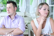 Lovers being unhappy because of troubled date