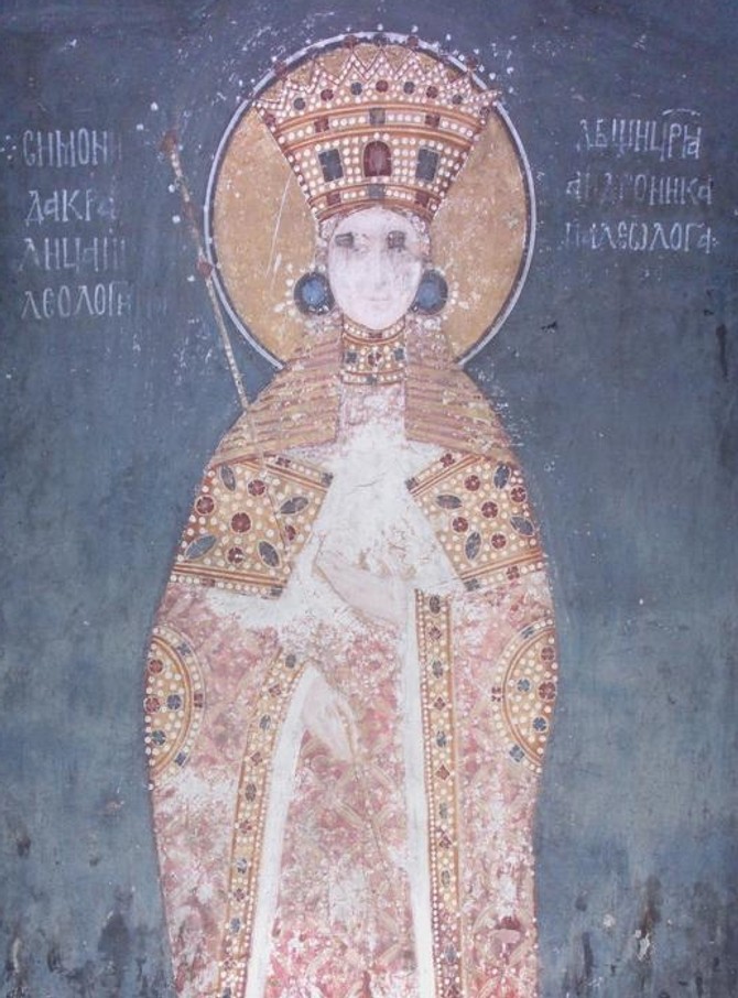 Srpska kraljica Simonida, freska nastala oko 1320. godine u manastiru Gračanica