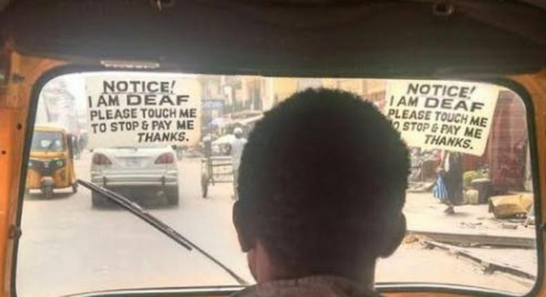 Heartbreaking picture of deaf and dumb keke maruwa driver goes viral