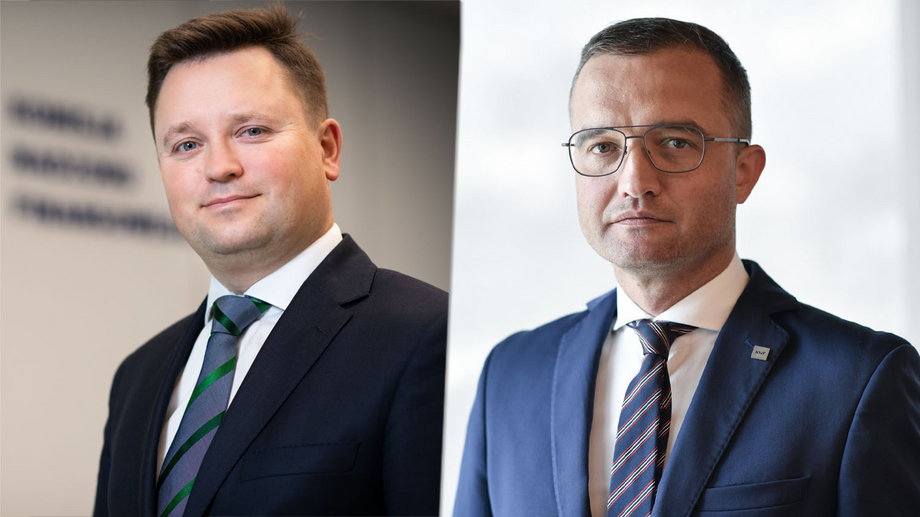 Kamil Liberadzki, dyrektor departamentu rozwoju regulacji w UKNF (z lewej), i Marcin Mikołajczyk, zastępca przewodniczącego KNF, wyjaśniają zmiany regulacyjne mające pobudzić sprzedaż hipotek o stałej stopie procentowej.