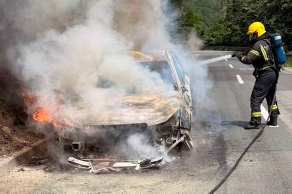 (FOTO) BUKTINJA NA IRIŠKOM VENCU Automobil potpuno