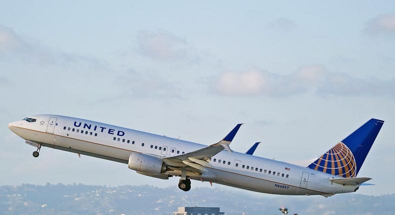 A United Airlines Boeing 737 airplane.
