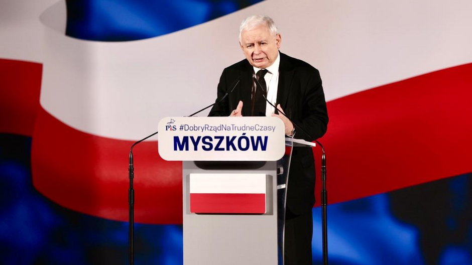 Prezes PiS Jarosław Kaczyński w Myszkowie (woj śląskie)