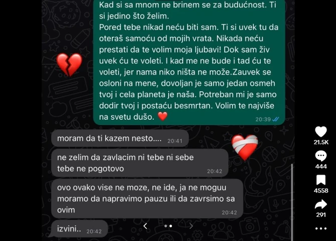 Poruka raskida sa TikTok-a