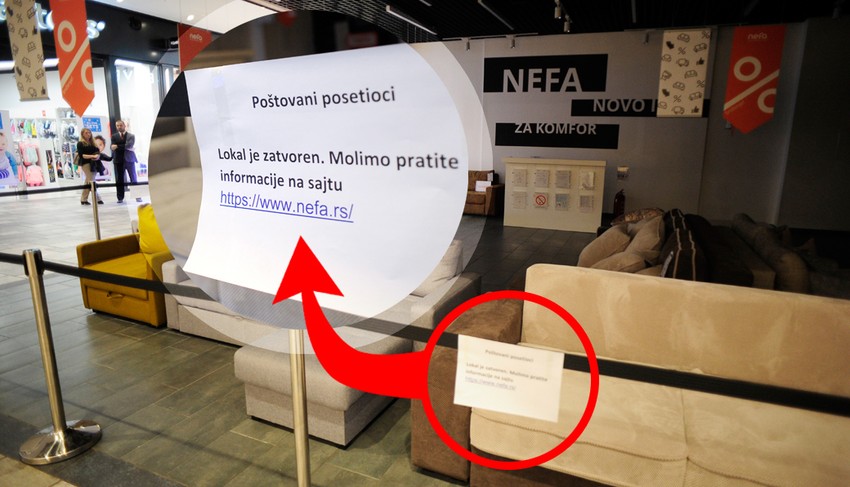 Obaveštenje Nefe o zatvaranju lokala