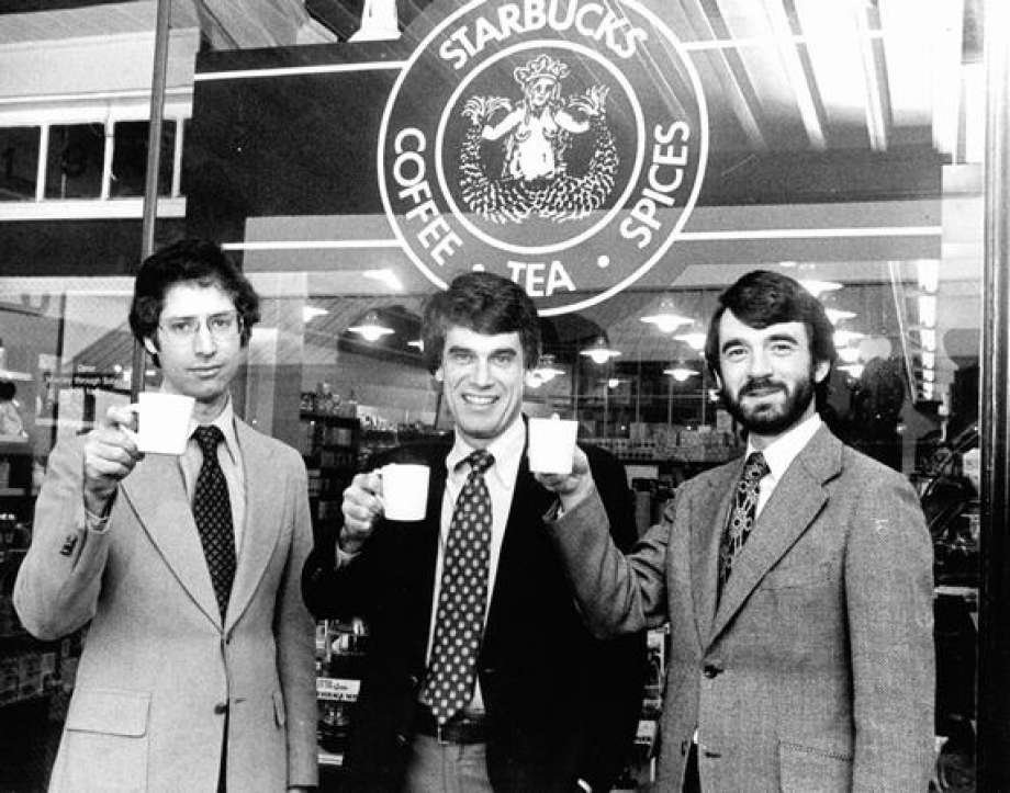 Zev Siegl, Jerry Baldwin i Gordon Bowker - założyciele Starbucksa na zdjęciu z 1979 roku