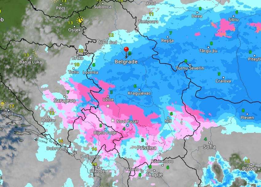 Kretanje nevremena u 15 časova