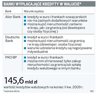 Bank może wypłacić kredyt walutowy w euro lub we frankach szwajcarskich