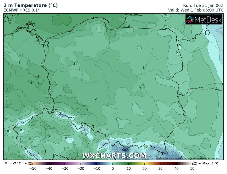 Poranek zapowiada się dość ciepło jak na przełom stycznia i lutego