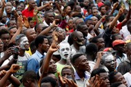 Supporters of Felix Tshisekedi, leader of the Congolese main opposition party, the Union for Democra