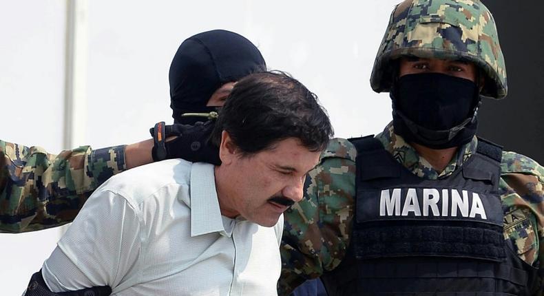 Mexican drug trafficker Joaquin El Chapo Guzman Loera, seen here after his capture in 2014, is on trial in New York