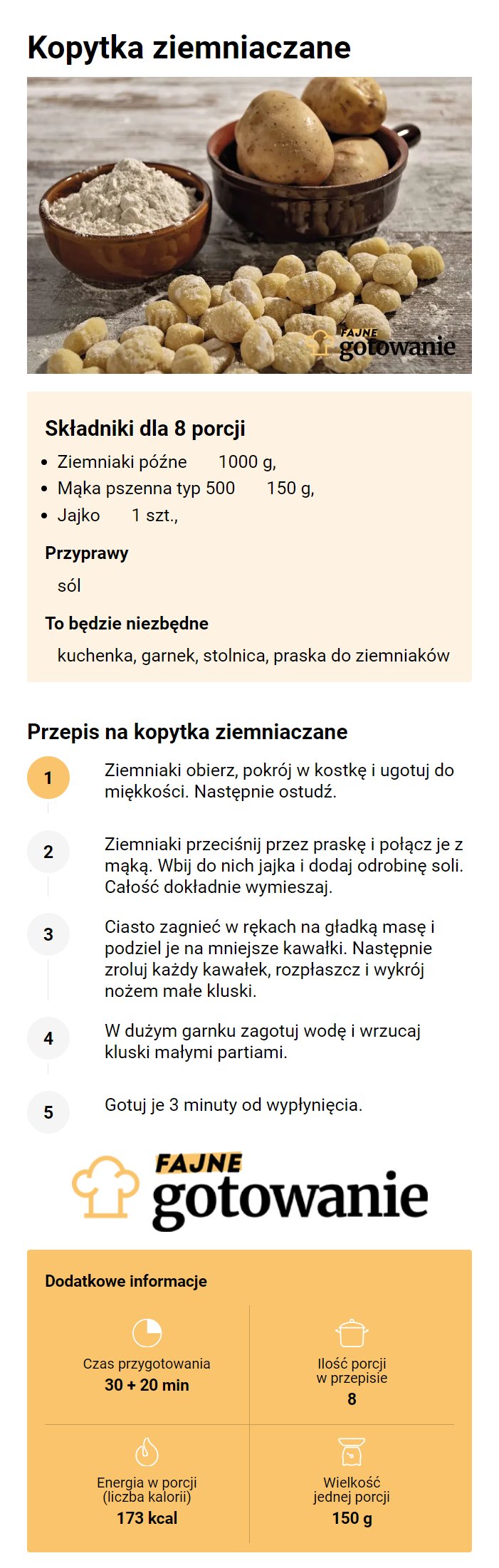 Kopytka ziemniaczane