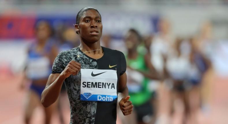 South Africa's Caster Semenya wins the 800m at the IAAF Diamond League meeting in Doha on May , 2019