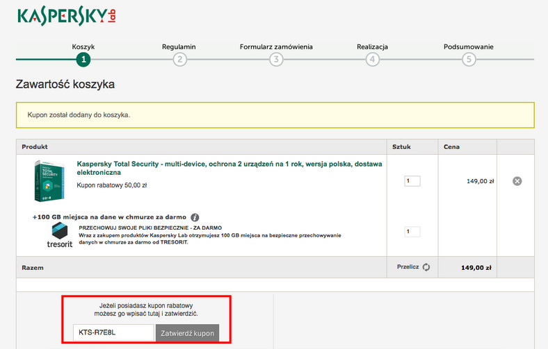 Kaspersky - kod rabatowy