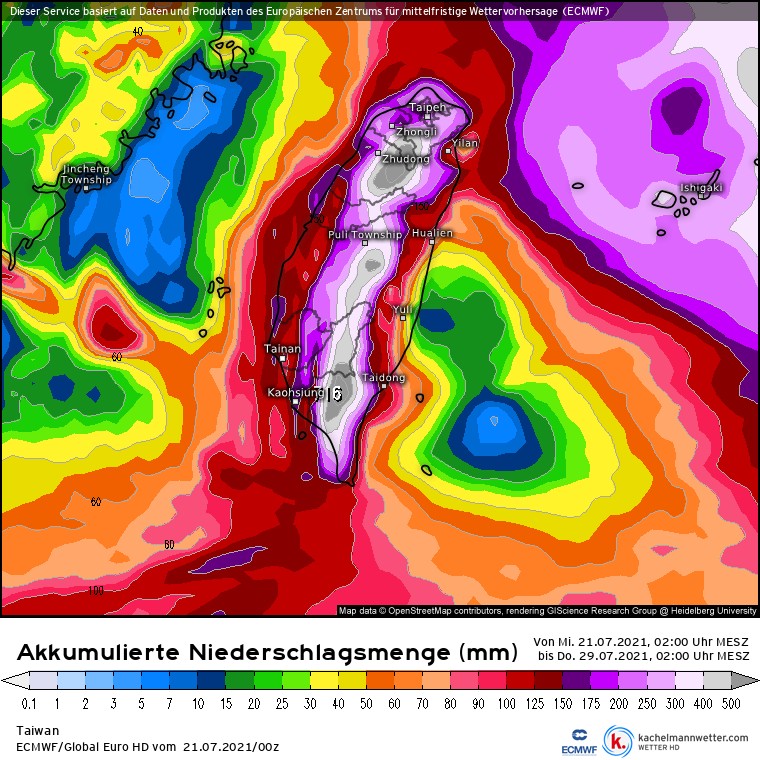 V prvom rade sa očakáva dážď na Taiwane