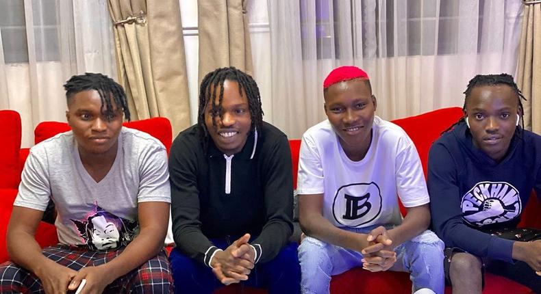 L-R: Fabian Blu, Naira Marley, Zinoleesky and Moh Bad. (Instagram/Naira Marley)