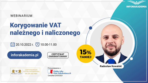 Korygowanie VAT należnego i naliczonego [WEBINARIUM]