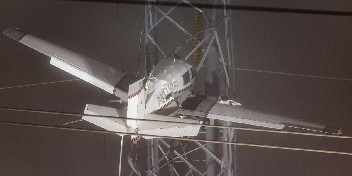 Small plane crashes into power lines in Maryland