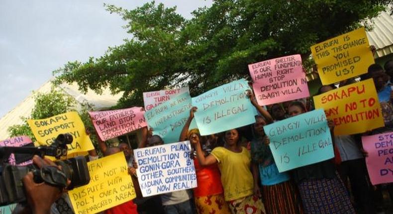 Gbagyi residents protesting against planned demolition 