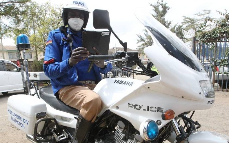 A police officer on a motorcycle