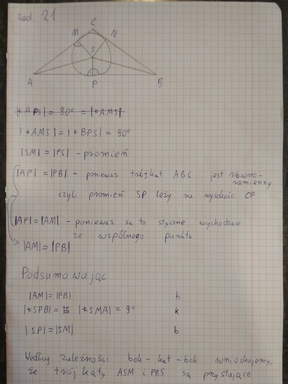 Egzamin gimnazjalny z matematyki - zadanie 21, odpowiedź 