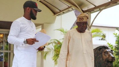 Seyi Tinubu and his aftehr, Asiwaju Bola Tinubu. [SocietyNow]