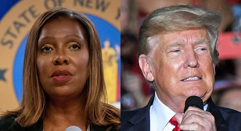 New York Attorney General and governor candidate Letitia James and former President Donald Trump.