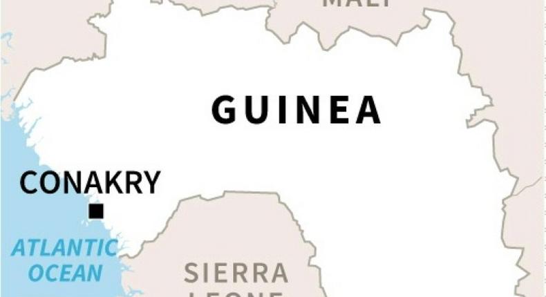 Map of Guinea locating Conakry, where a rubbish dump collapsed